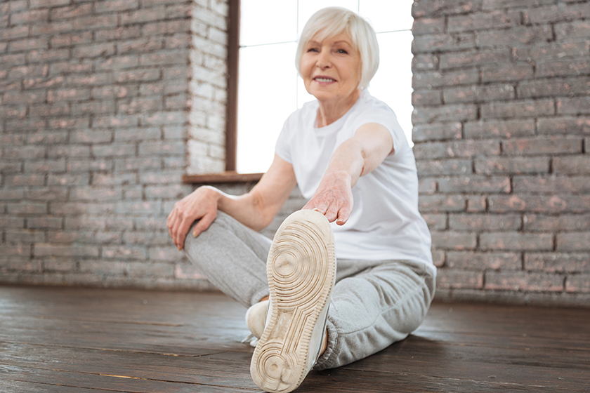 Attractive elderly female posing on camera